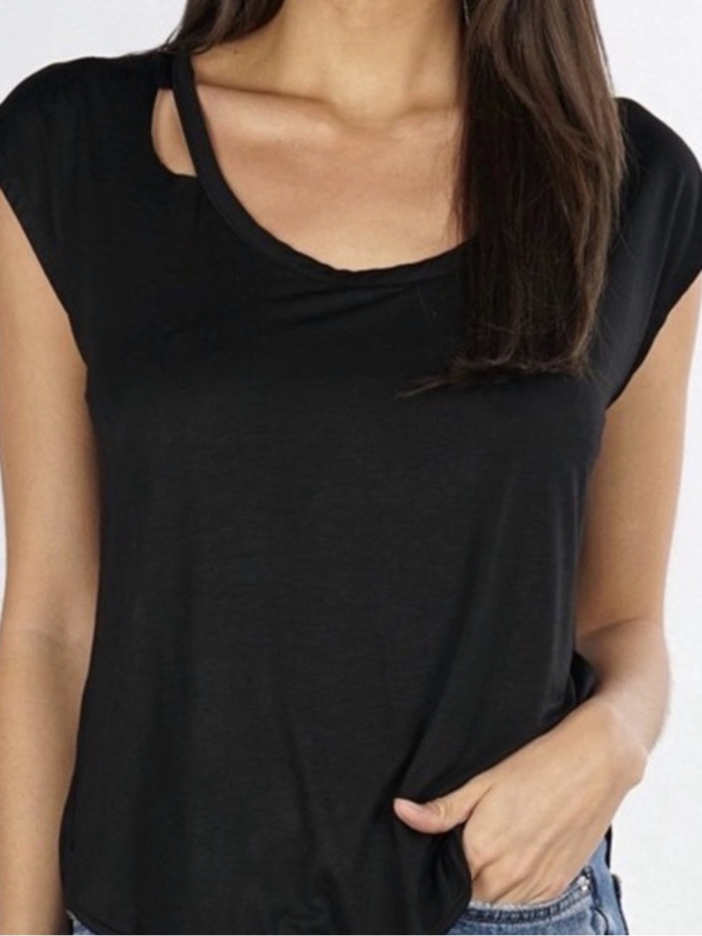 Lovestitch Distressed Black Women's Relaxed Tee